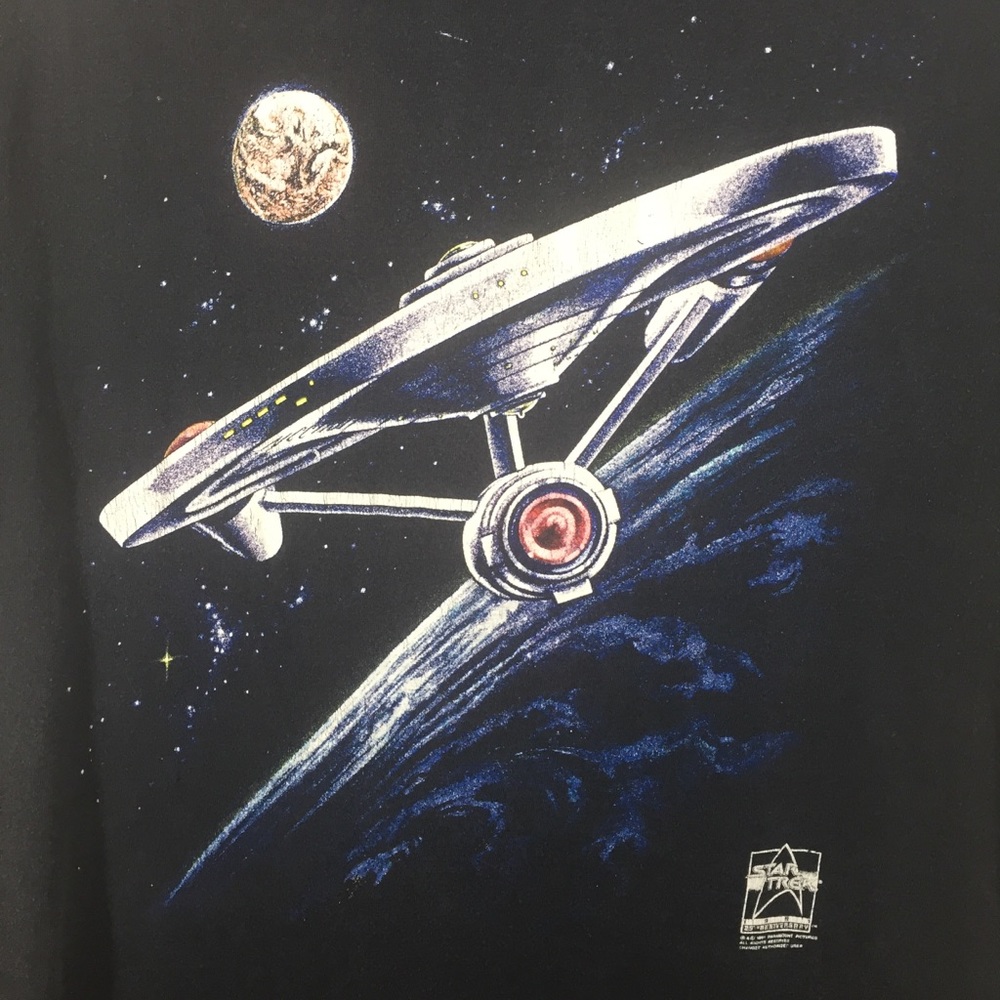 Star Trek USS Enterprise Vintage Tshirt Tee Shirt Black 1991 Original Series